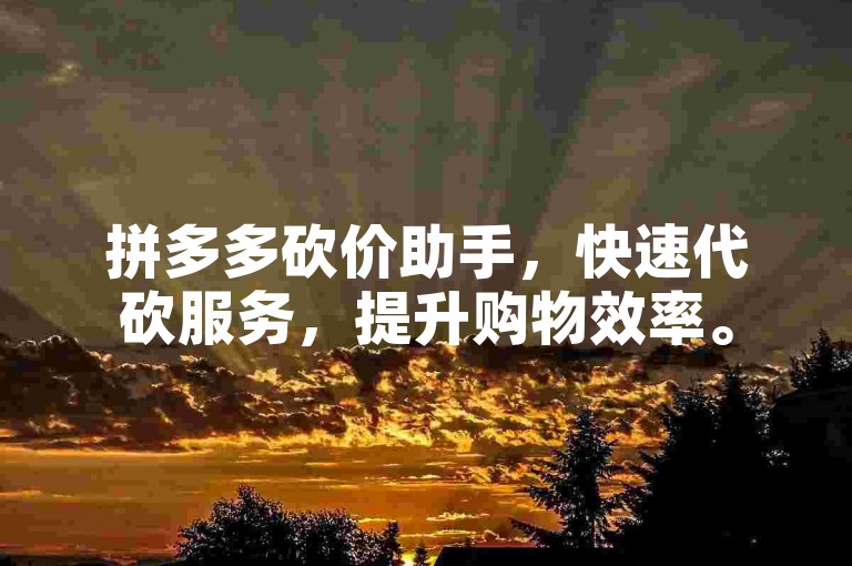 拼多多砍价助手，快速代砍服务，提升购物效率。