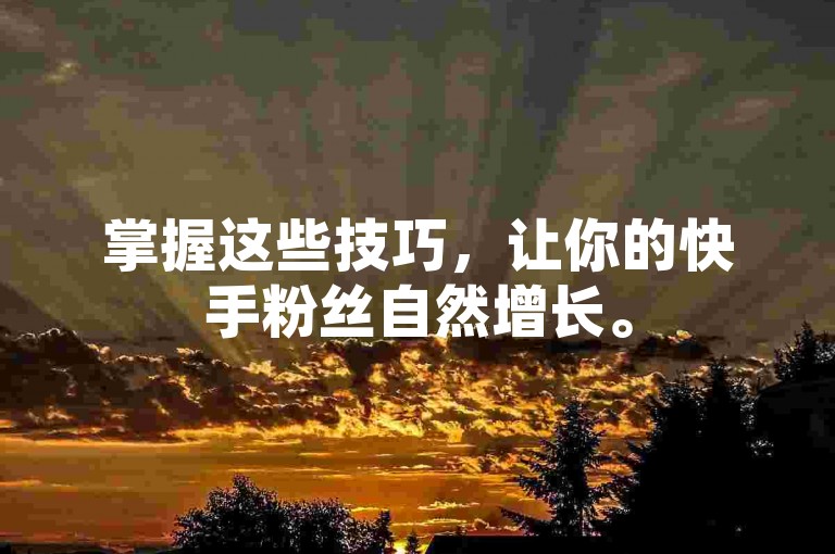 掌握这些技巧，让你的快手粉丝自然增长。