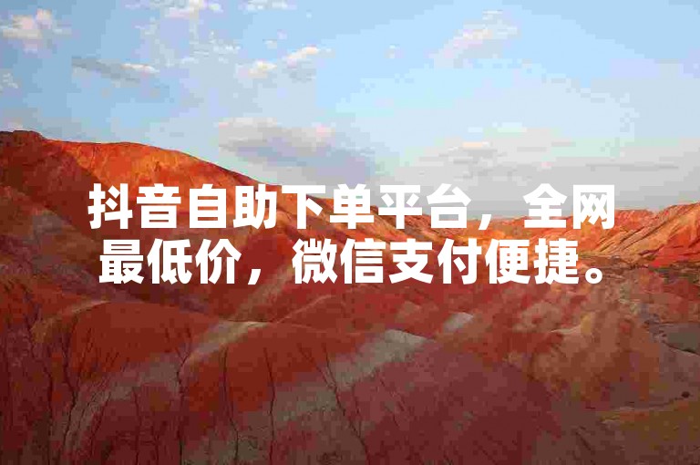 抖音自助下单平台，全网最低价，微信支付便捷。