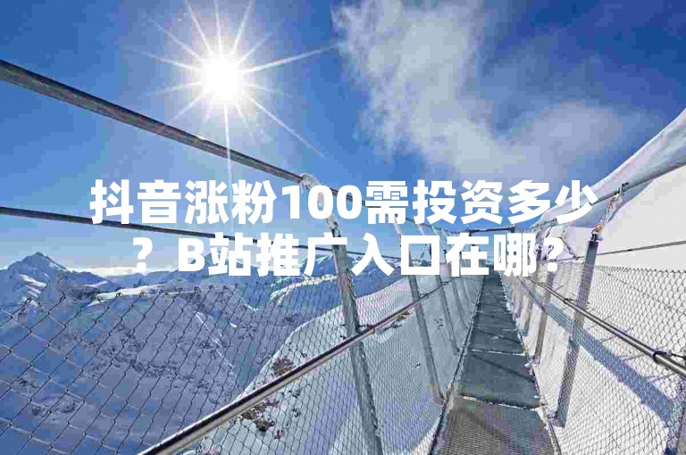 抖音涨粉100需投资多少？B站推广入口在哪？