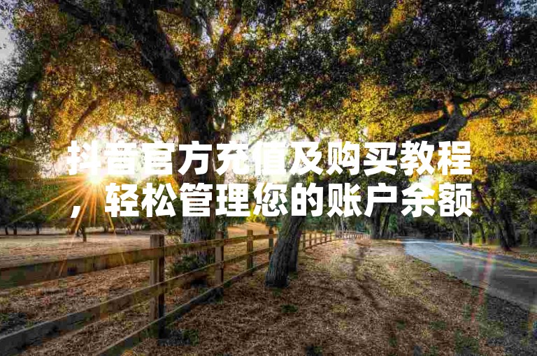抖音官方充值及购买教程，轻松管理您的账户余额。