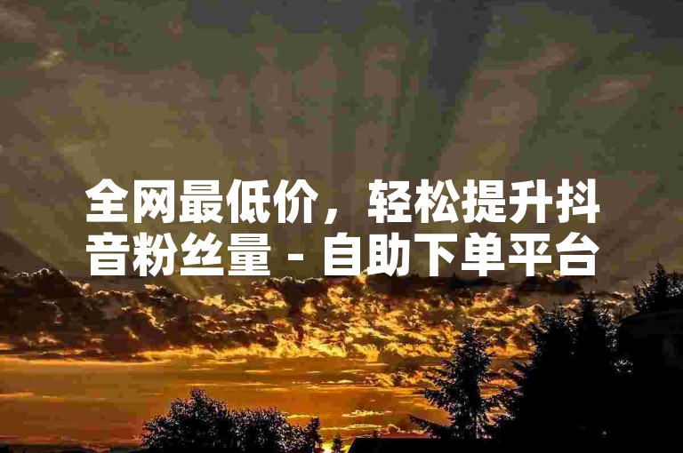 全网最低价，轻松提升抖音粉丝量 - 自助下单平台优惠中。