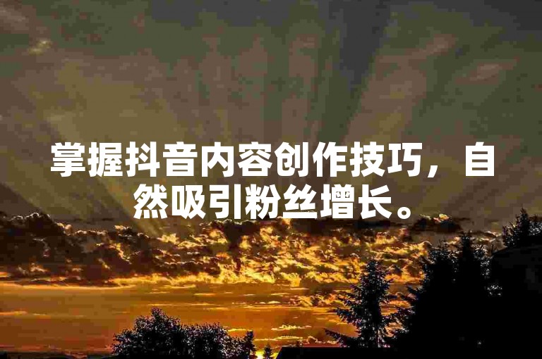 掌握抖音内容创作技巧，自然吸引粉丝增长。