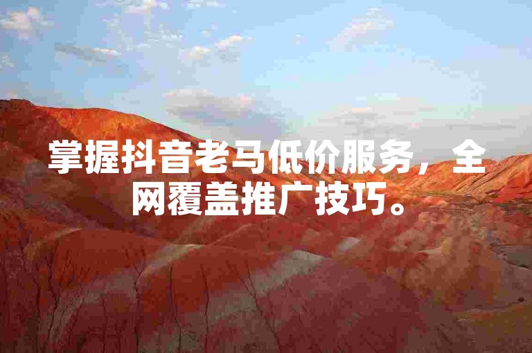 掌握抖音老马低价服务，全网覆盖推广技巧。