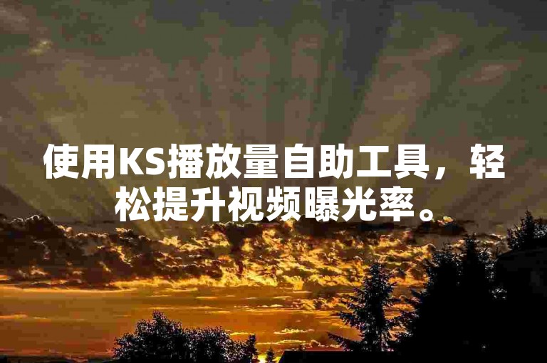 使用KS播放量自助工具，轻松提升视频曝光率。