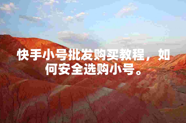 快手小号批发购买教程，如何安全选购小号。