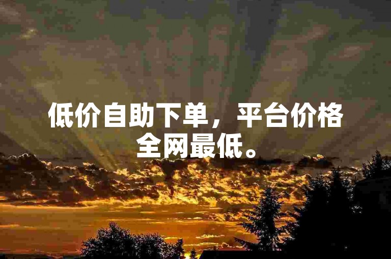低价自助下单，平台价格全网最低。