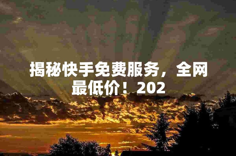 揭秘快手免费服务，全网最低价！2025必备技巧。