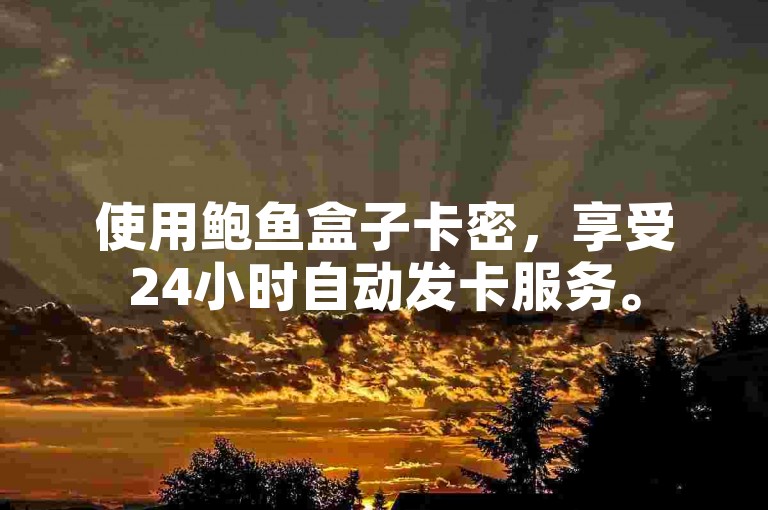使用鲍鱼盒子卡密，享受24小时自动发卡服务。