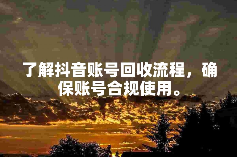 了解抖音账号回收流程，确保账号合规使用。