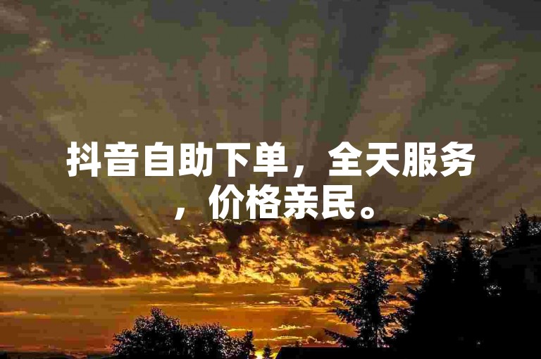 抖音自助下单，全天服务，价格亲民。