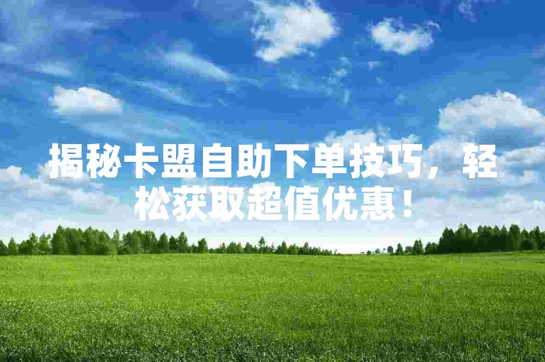 揭秘卡盟自助下单技巧，轻松获取超值优惠！