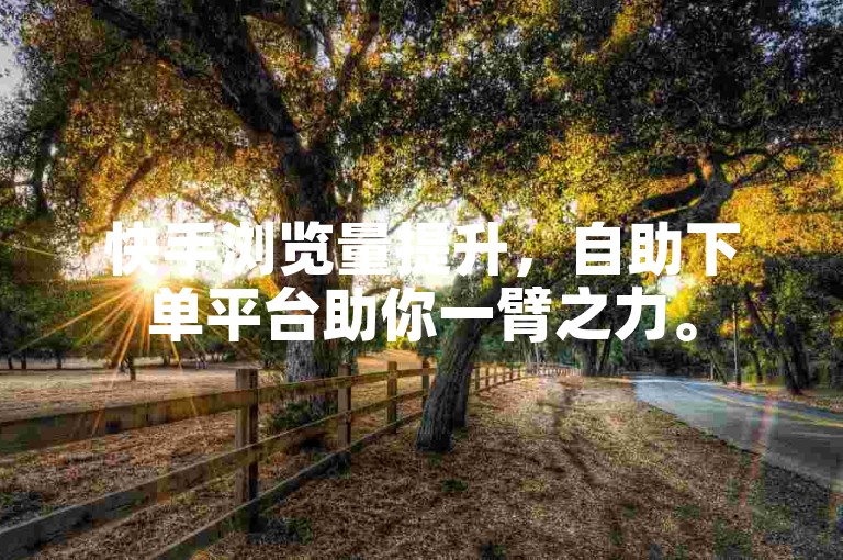 快手浏览量提升，自助下单平台助你一臂之力。