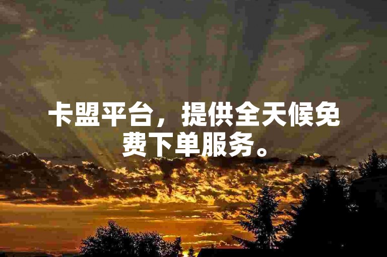 卡盟平台，提供全天候免费下单服务。