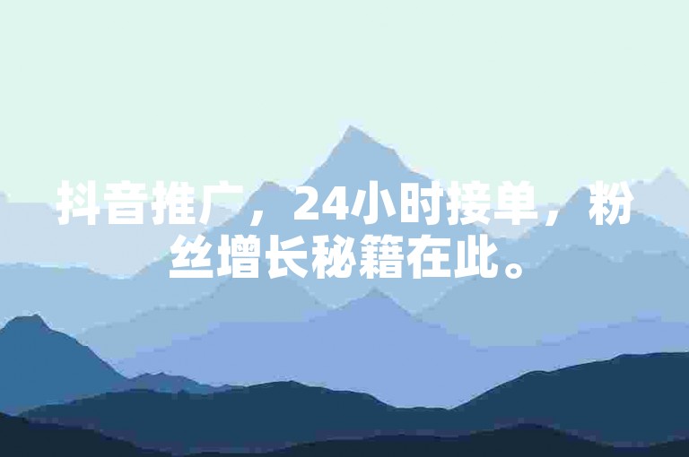 抖音推广，24小时接单，粉丝增长秘籍在此。