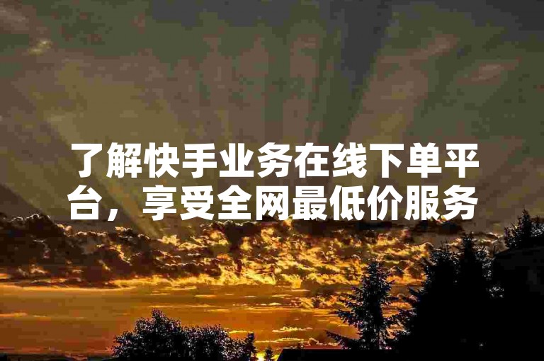 了解快手业务在线下单平台，享受全网最低价服务。