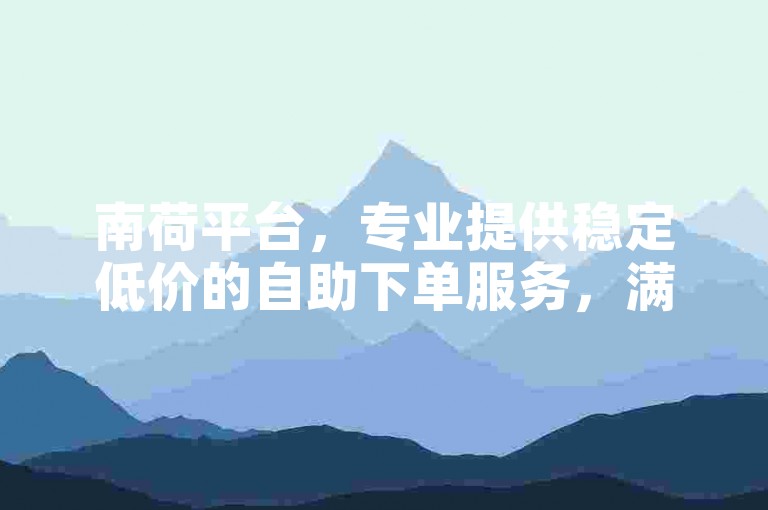 南荷平台，专业提供稳定低价的自助下单服务，满足您的各种需求。