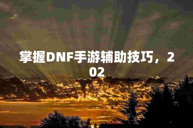 掌握DNF手游辅助技巧，2025年轻松升级！