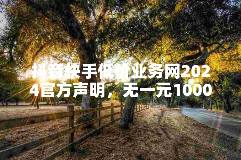 抖音快手低价业务网2024官方声明，无一元1000赞秒到软件。