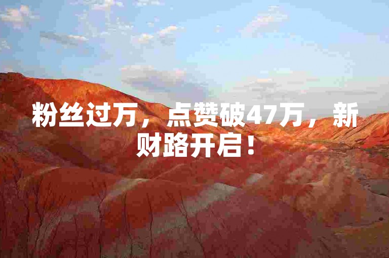 粉丝过万，点赞破47万，新财路开启！
