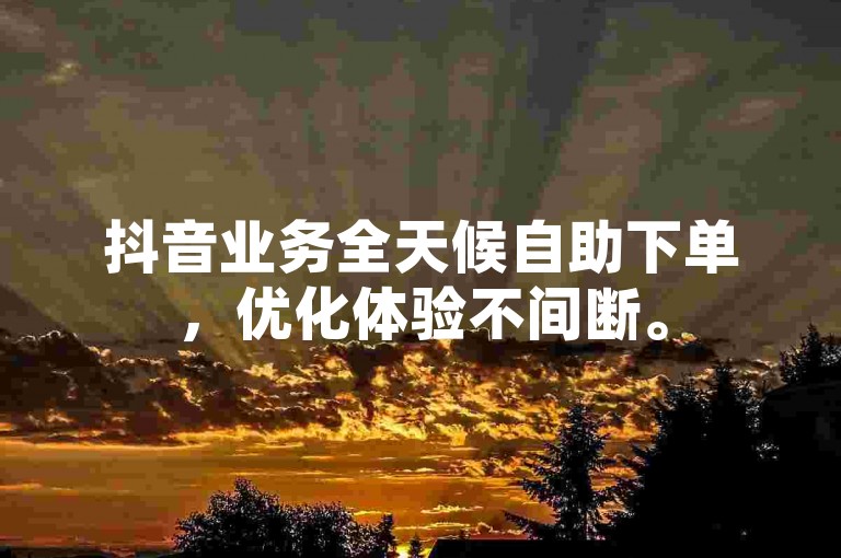 抖音业务全天候自助下单，优化体验不间断。