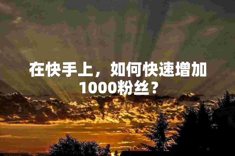 在快手上，如何快速增加1000粉丝？