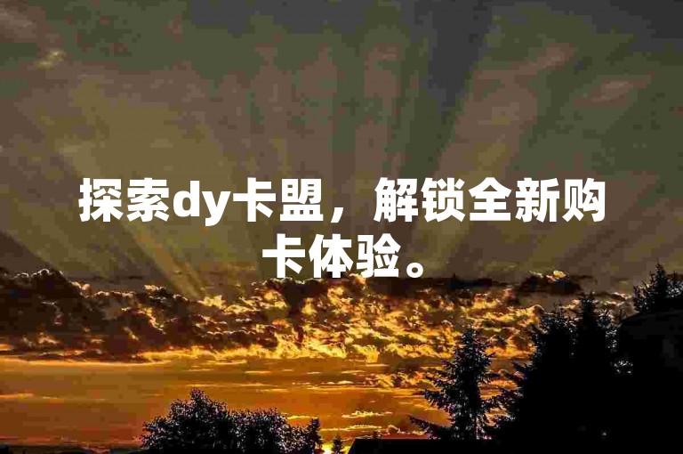 探索dy卡盟，解锁全新购卡体验。