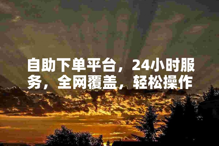 自助下单平台，24小时服务，全网覆盖，轻松操作。
