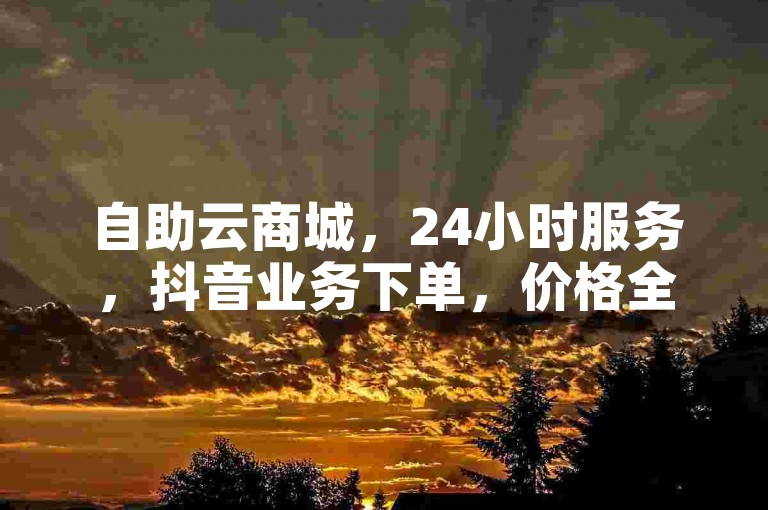 自助云商城，24小时服务，抖音业务下单，价格全网最低。