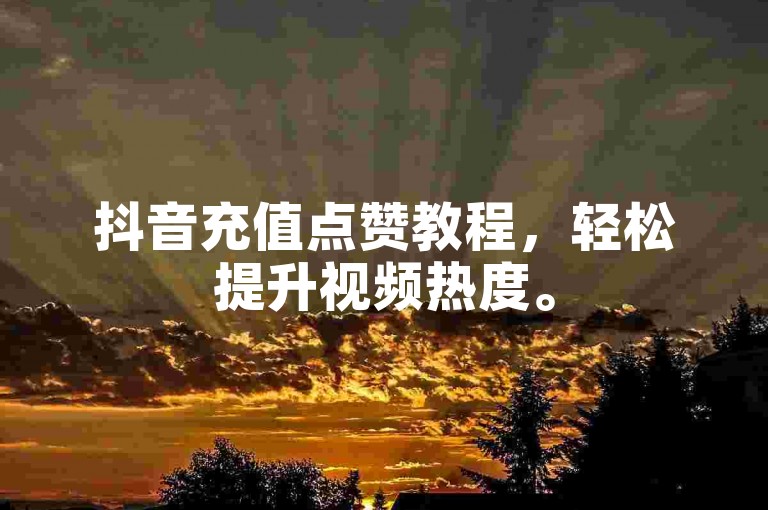 抖音充值点赞教程，轻松提升视频热度。