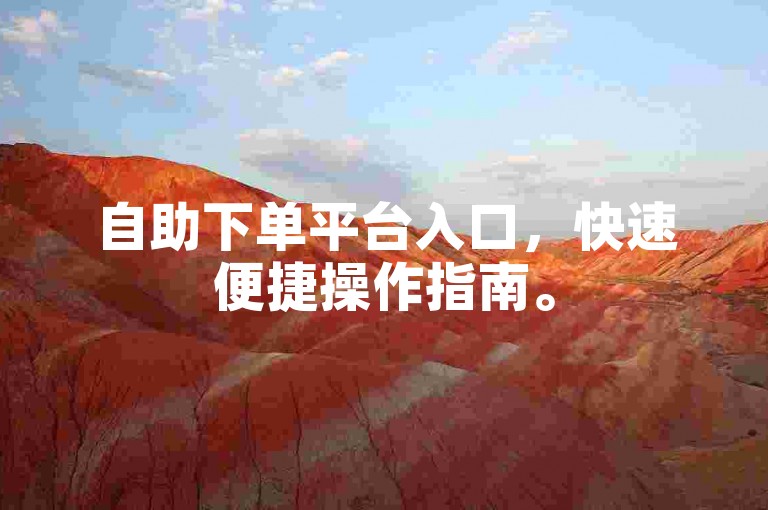 自助下单平台入口，快速便捷操作指南。
