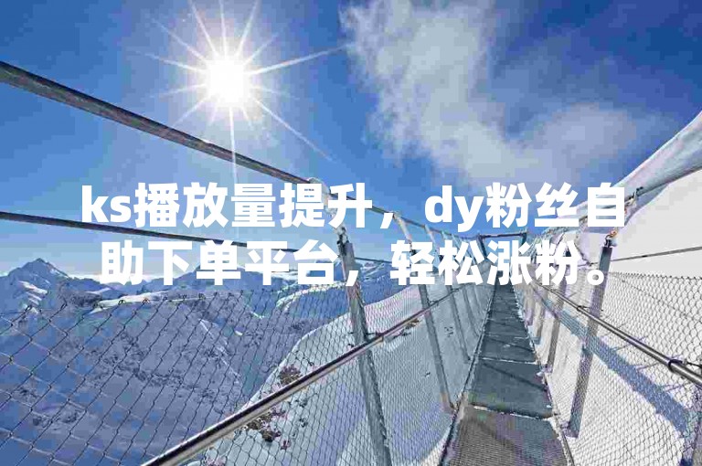 ks播放量提升，dy粉丝自助下单平台，轻松涨粉。