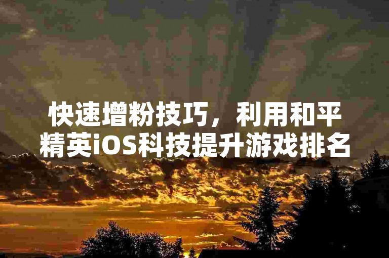 快速增粉技巧，利用和平精英iOS科技提升游戏排名。