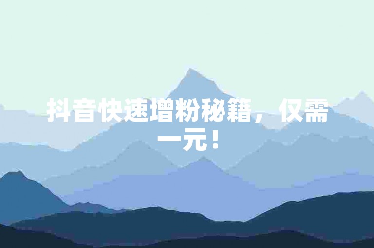 抖音快速增粉秘籍，仅需一元！