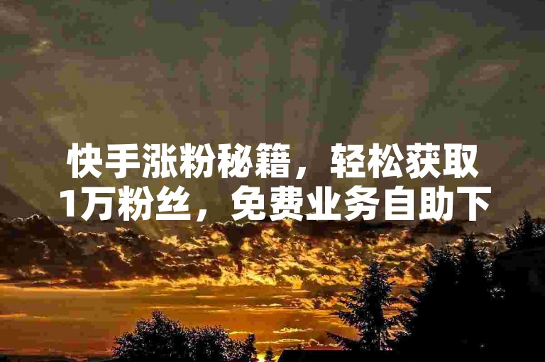 快手涨粉秘籍，轻松获取1万粉丝，免费业务自助下单平台。