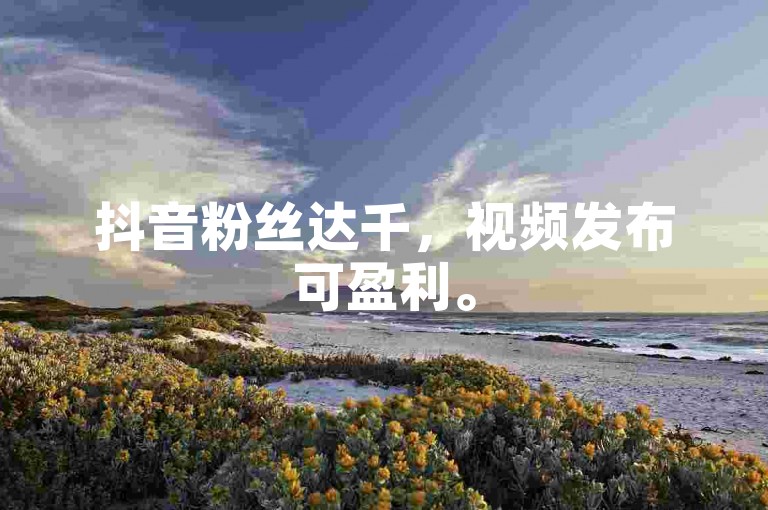 抖音粉丝达千，视频发布可盈利。