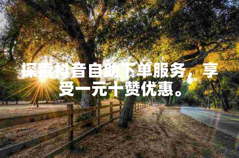 探索抖音自助下单服务，享受一元十赞优惠。