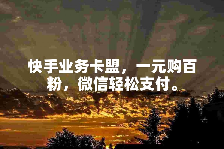 快手业务卡盟，一元购百粉，微信轻松支付。