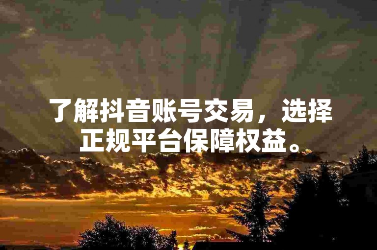了解抖音账号交易，选择正规平台保障权益。
