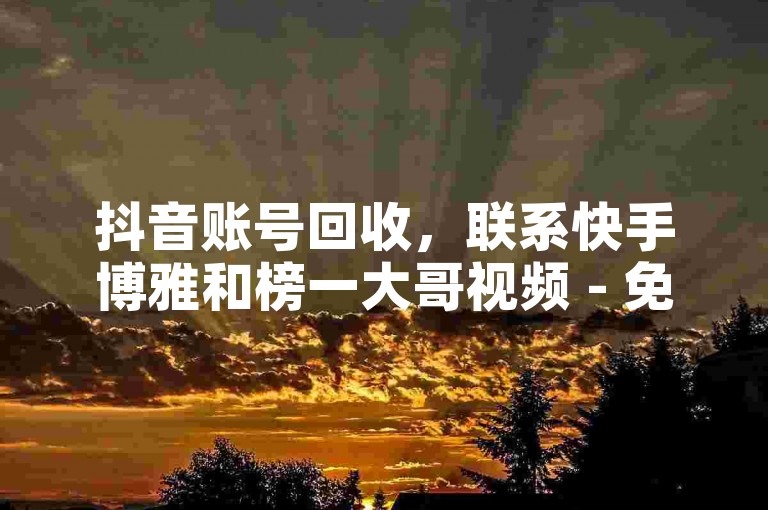 抖音账号回收，联系快手博雅和榜一大哥视频 - 免费刷双击网站 - QQ秒赞网业务。