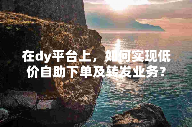 在dy平台上，如何实现低价自助下单及转发业务？