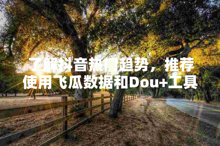 了解抖音热门趋势，推荐使用飞瓜数据和Dou+工具。
