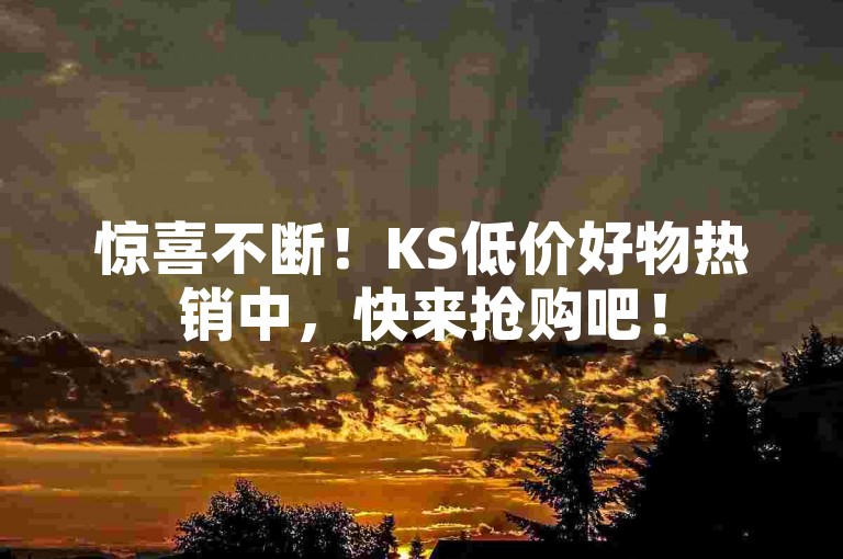 惊喜不断！KS低价好物热销中，快来抢购吧！