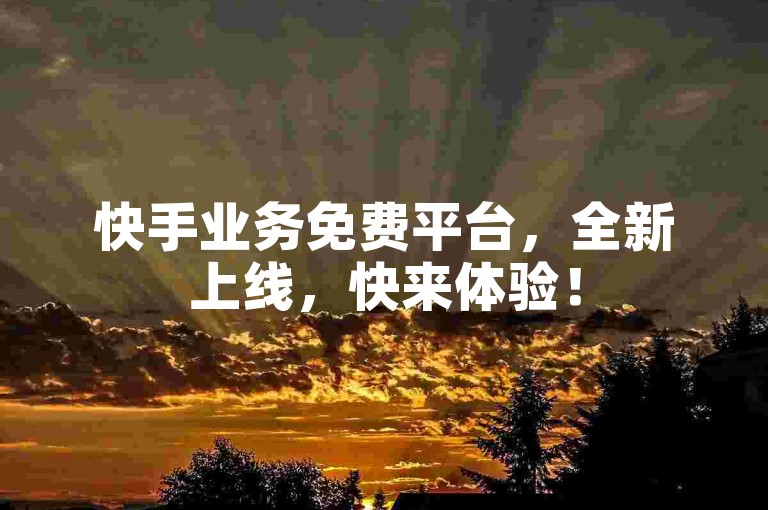 快手业务免费平台，全新上线，快来体验！
