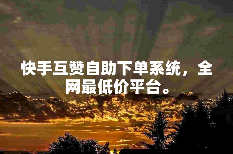 快手互赞自助下单系统，全网最低价平台。