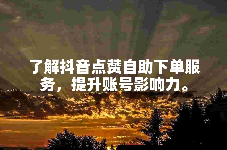 了解抖音点赞自助下单服务，提升账号影响力。