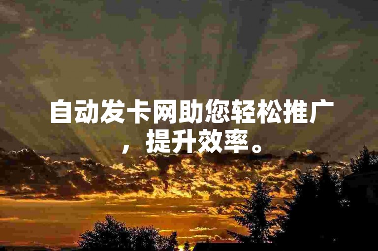 自动发卡网助您轻松推广，提升效率。