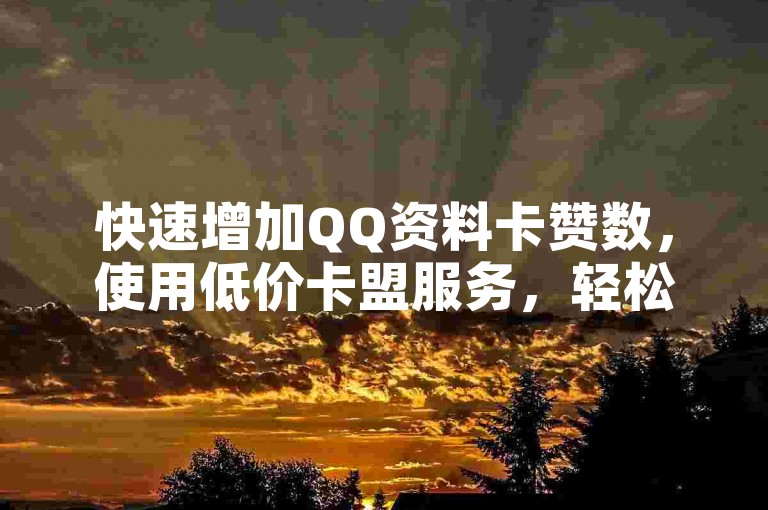 快速增加QQ资料卡赞数，使用低价卡盟服务，轻松提升人气！