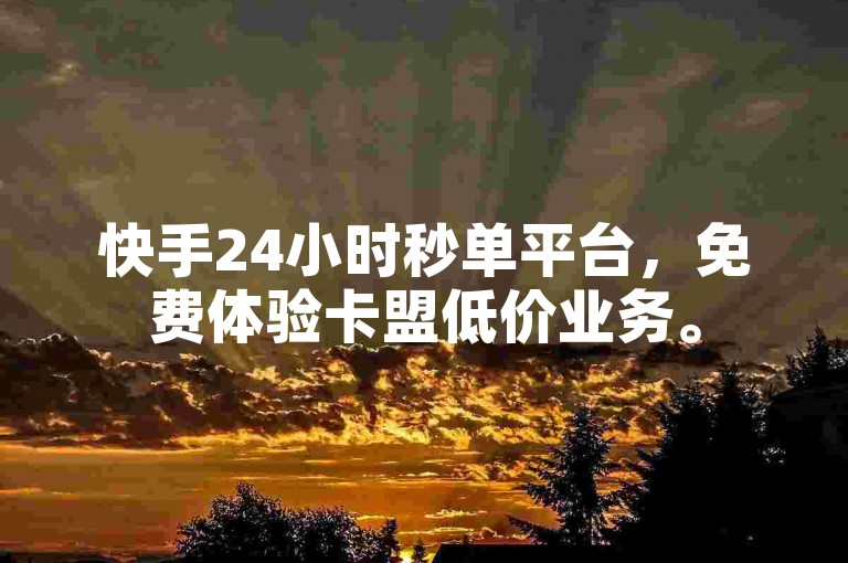快手24小时秒单平台，免费体验卡盟低价业务。