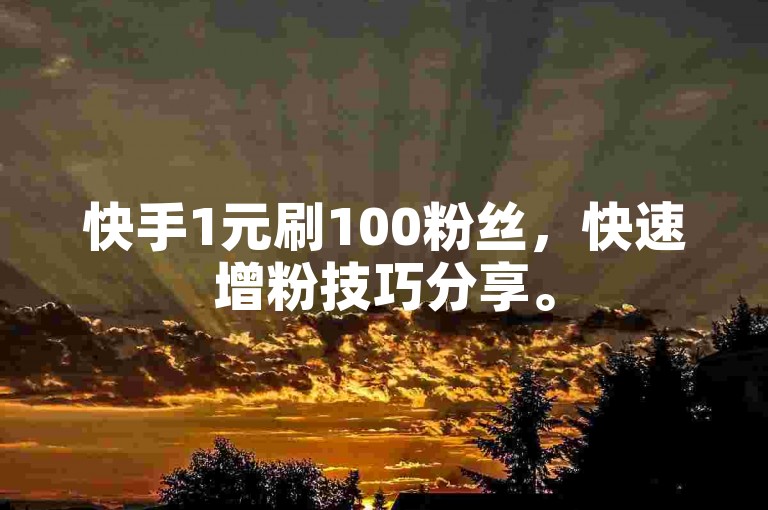 快手1元刷100粉丝，快速增粉技巧分享。